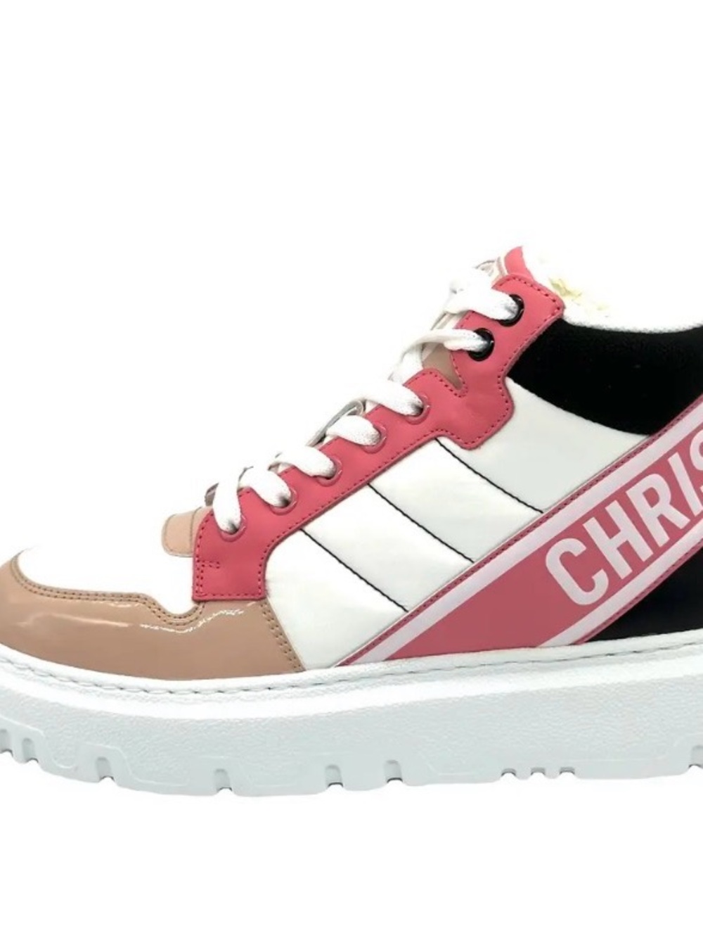 Dior Women's Pink White Beige Black Logo Sneakers